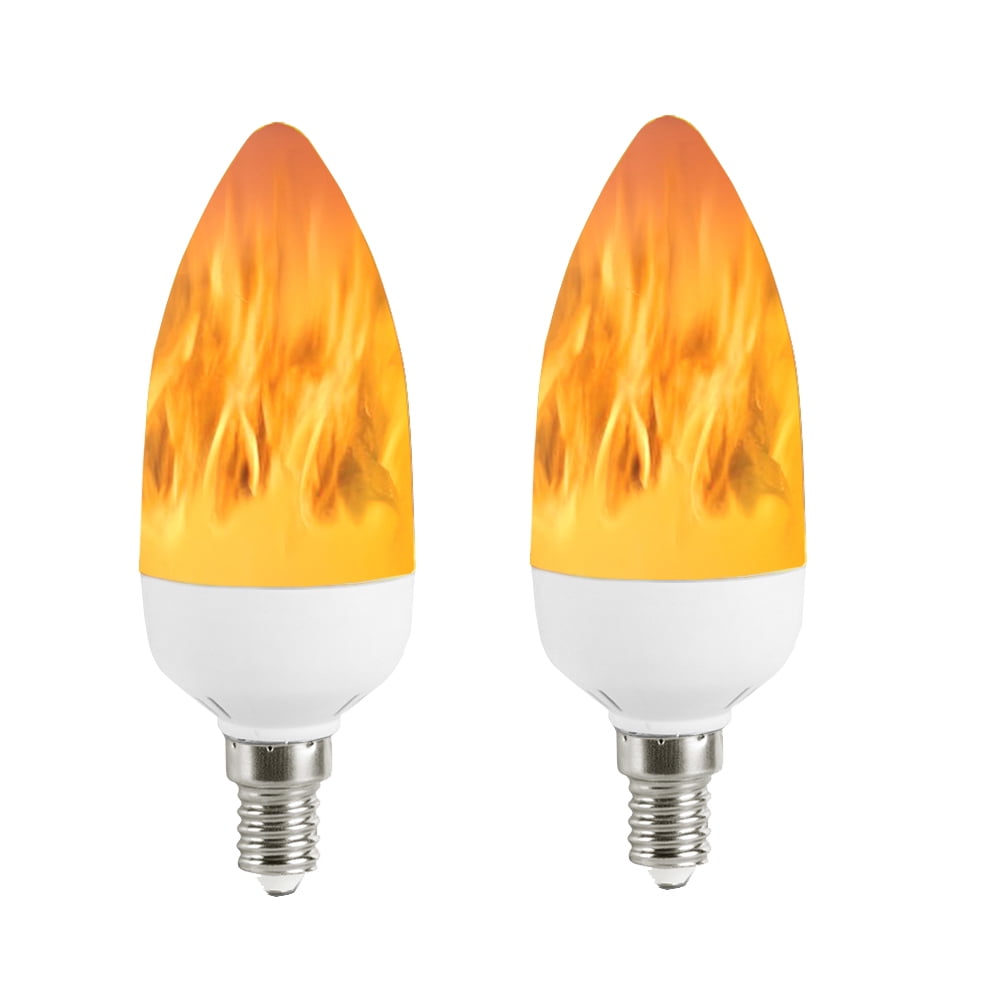 2X LED Flame Bulb E12 Candelabra BASE 3 Watt Warm White LED Chandelier
