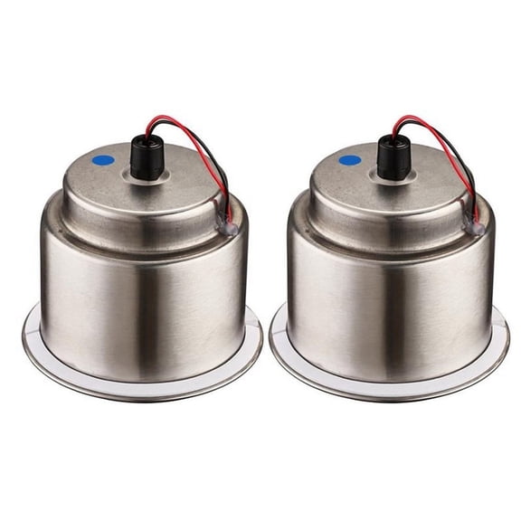 2X LED Light Drink Holder LED Recessed Stainless Steel Cup Drink Holder Cup Shape for Car Marine Boat