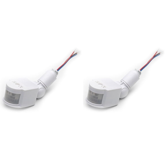 2X LED Light Motion Sensor Switch PIR Infrared Detector Automatic Movement Detector Auto on Off Outdoor, DC 12V White