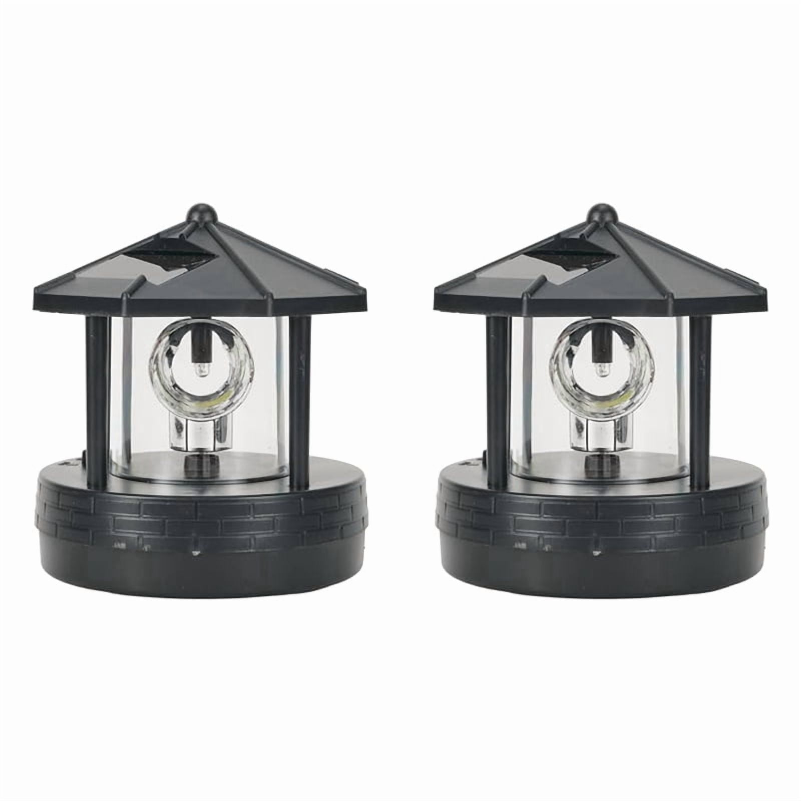 2X LED Solar Powered Lighthouse,360 Degree Rotating Lamp LED Solar ...