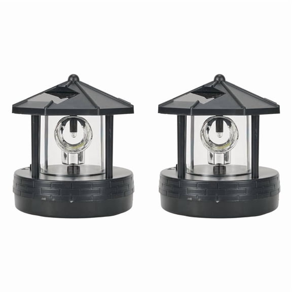 2X LED Solar Powered Lighthouse,360 Degree Rotating Lamp LED Solar Lighthouse Landscape Path Lights B