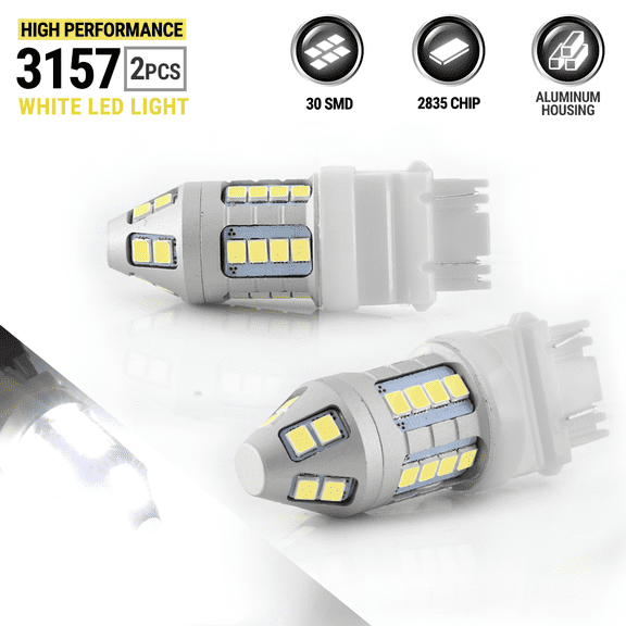2X LED White T20 3157/3156 Reverse DRL Brake Stop High Power Light Bulbs