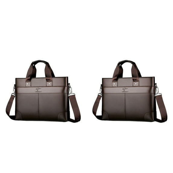 2X LINGZHIDAISHU Business Men'S Briefcase High-Quality Handbag Leather Men'S Laptop Bag Messenger Bag Men Brown