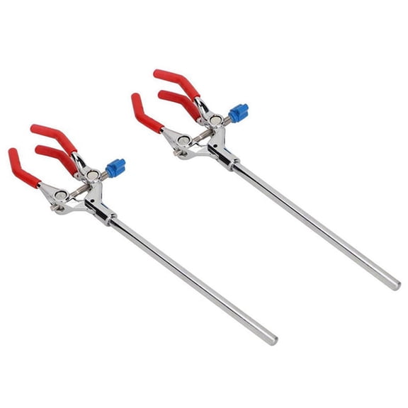 2X Lab Clamp 28cm 3 Finger Style Rubber-Coated Laboratory Clamp Multifunctional Condenser Extension Clamp
