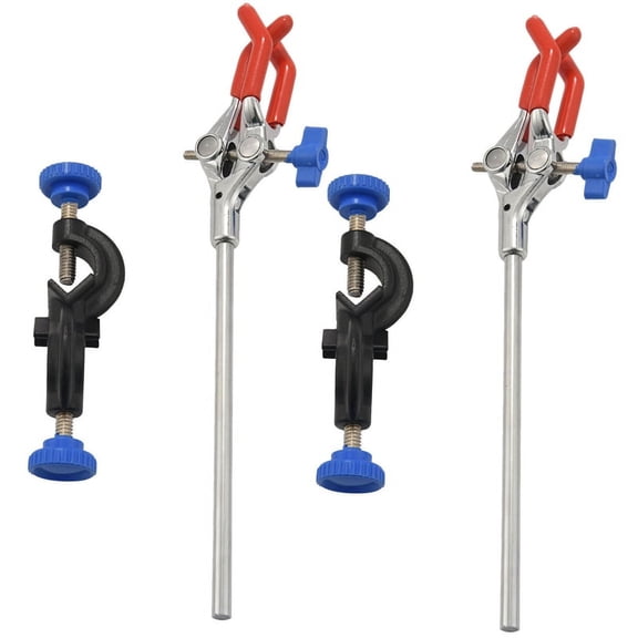 2X Lab Clamp 3 Finger Style Rubber-Coated Head A Black Laboratory Stand Clip