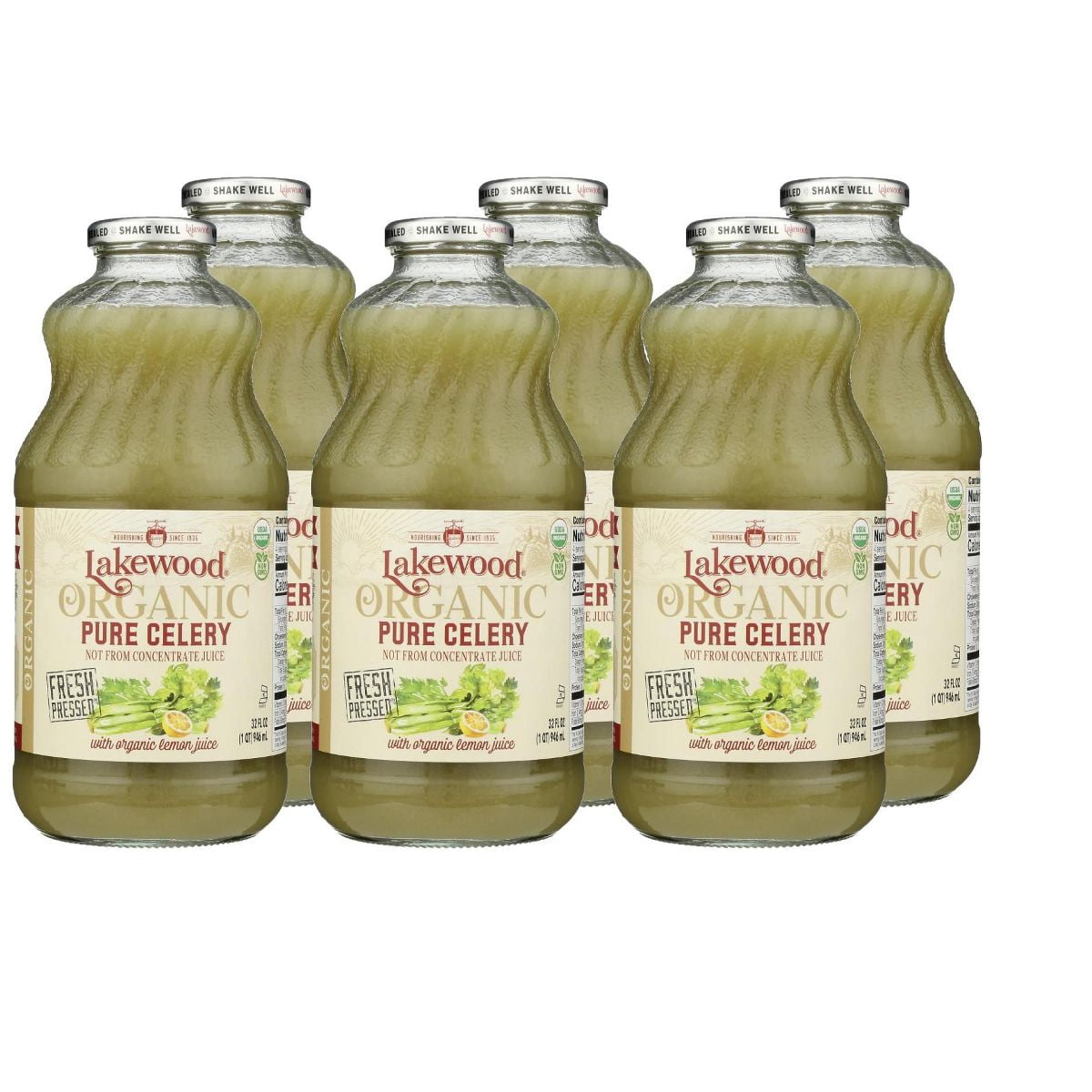 2X Lakewood Organic Pure Celery Juice Case of 6/32 oz