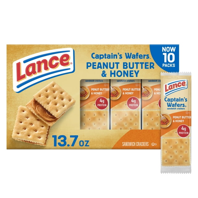 2X Lance Sandwich Crackers, Captain,S Wafers Peanut Butter And Honey