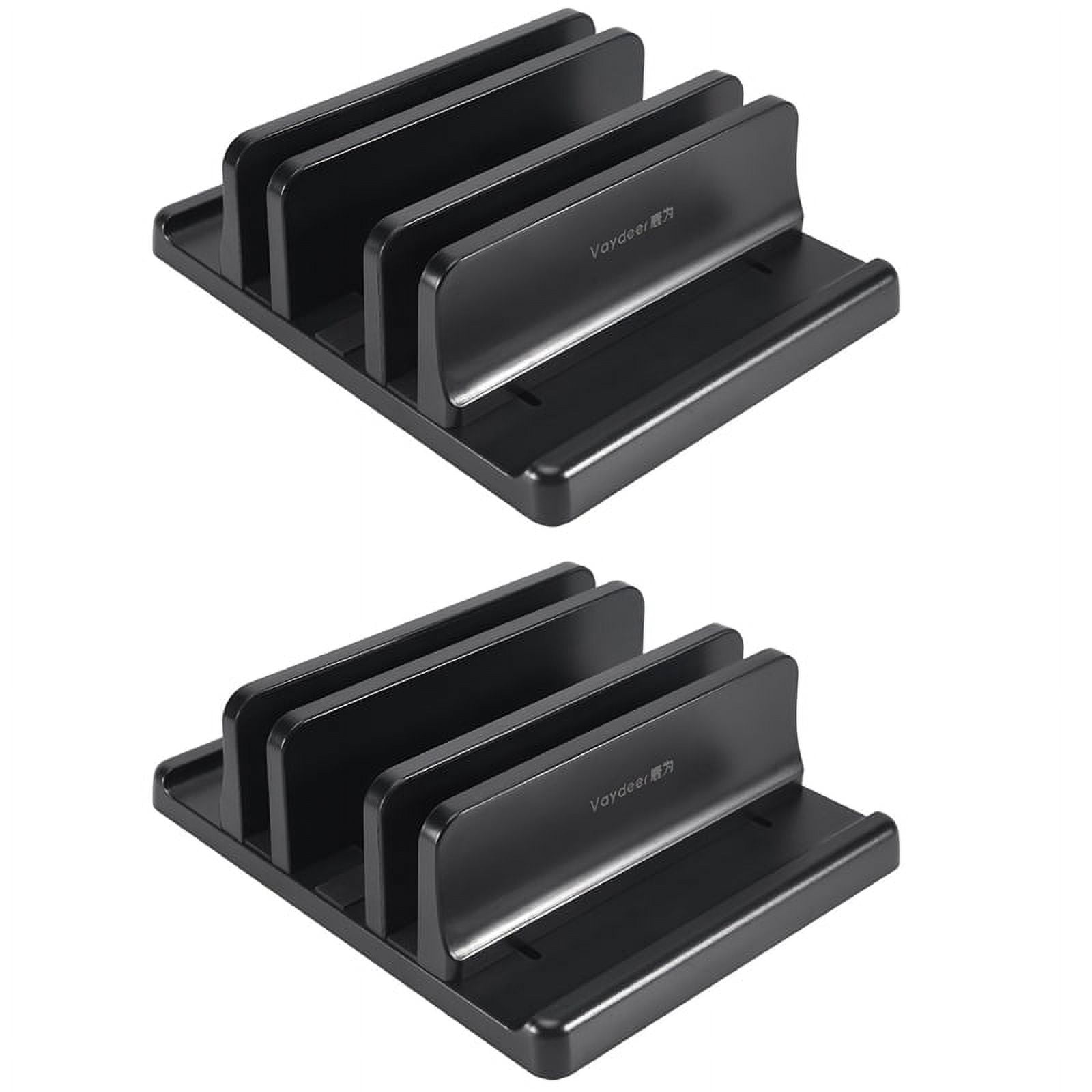 2X Laptop Stand Vertical Computer Stand Vertical Desktop Stand Space-Saving Desktop Storage Rack (3 Slots),2 x Vertical Laptop Stand,Black