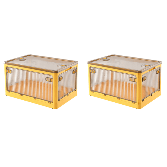 2X Large Capacity Folding Storage Box - Stackable Thickened Plastic Organizer,Household Transparent Plastic Folding Box,2 x Folding Storage Box