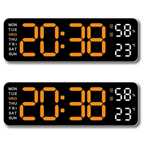 2X Large Digital Wall Clock Temperature and Humidity Week Display ...