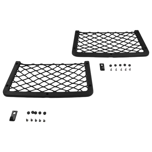 2X Large Elastic Storage Net For Car Seat Organiser, Black Mesh Magazine Holder Rack With Pockets For Van RV Boat for Camper, Interior Accessories 36X18cm
