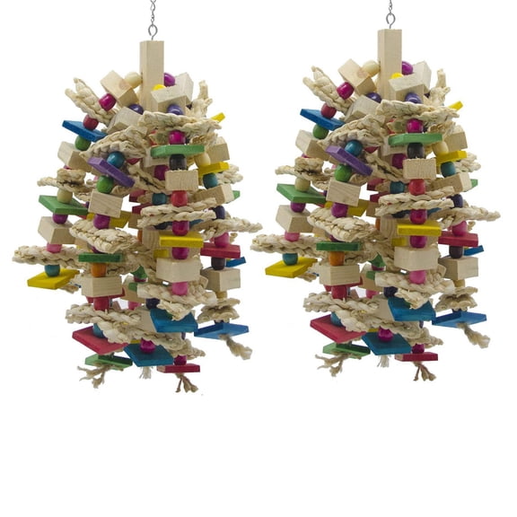 2X Large Parrot Chewing Toy - Bird Blocks Knots Tearing Cage Bite For African Grey Macaws Cockatoos