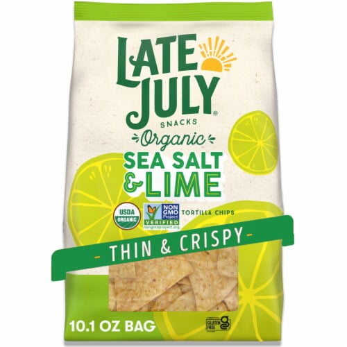 2X - Late July Organic Sea Salt and Lime Thin and Crispy Tortilla Chips-10.1 oz