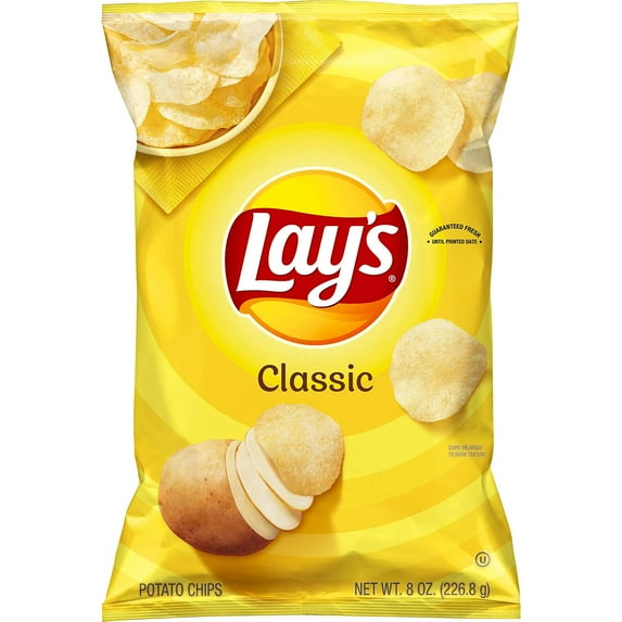2X - Lay,S Potato Chips Classic Flavor Bag, 8 Oz