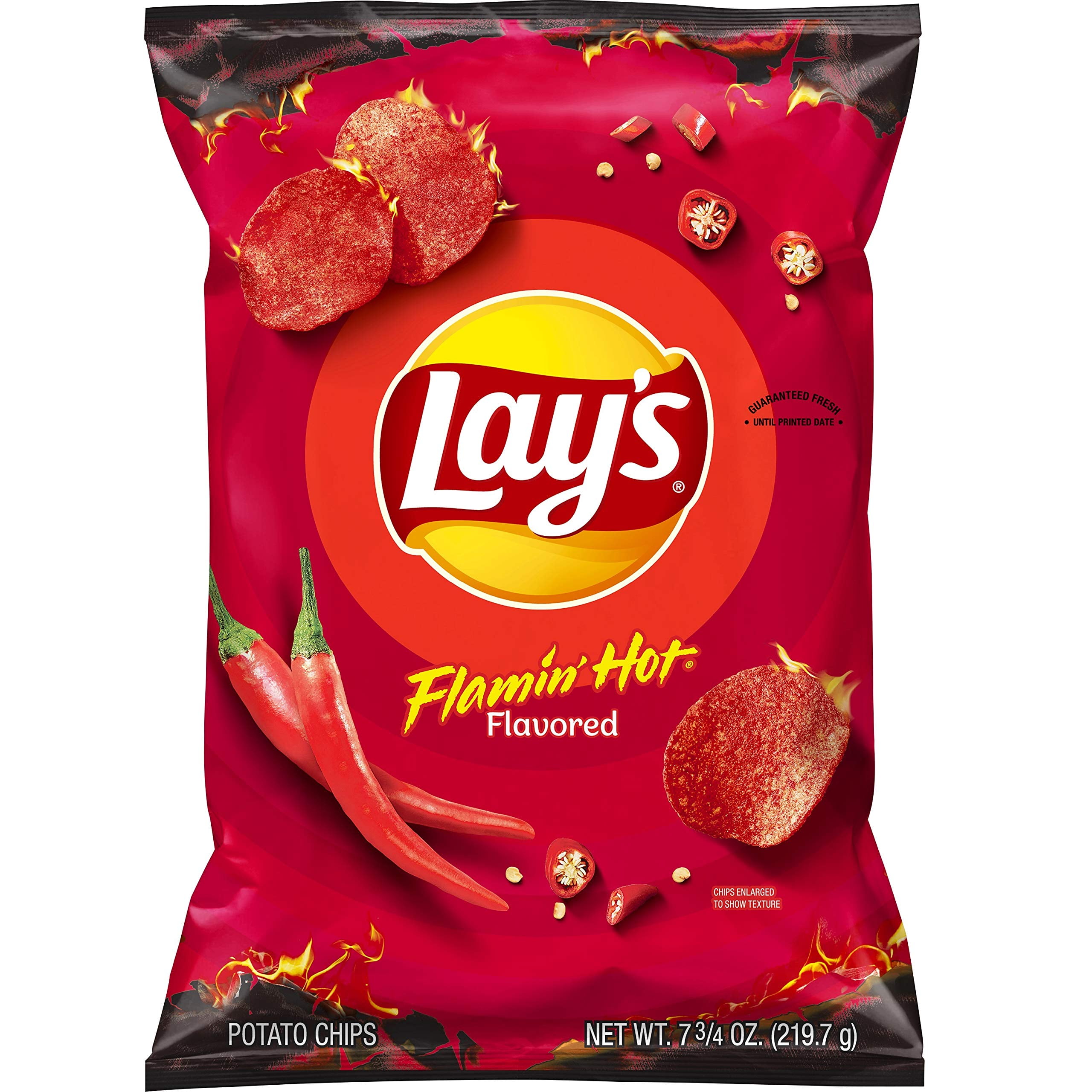 2X - Lay,S Potato Chips, Flamin, Hot Flavored Snacks, 7.75Oz Bag