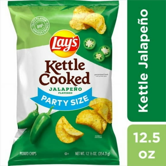 2X-Lay's Kettle Cooked Jalapeno Party Size Potato Chips - 12.5 oz