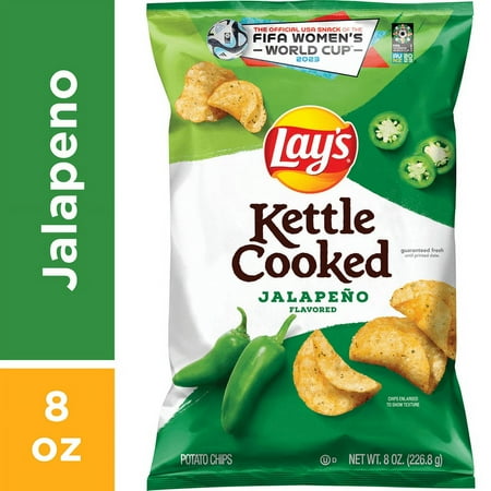 Lay's Kettle Cooked Potato Chips Jalapeno Flavored 8 oz (Pack of 2)