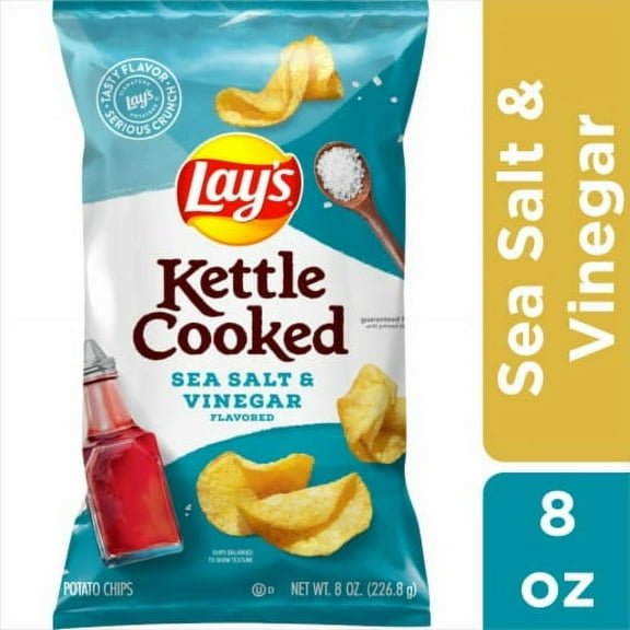 2X-Lay's Kettle Cooked Sea Salt and Vinegar Kettle Potato Chips - 8 oz