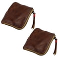 thumbnail image 1 of 2X Leather Coin Purse,for Women&Men Vintage Handmade Wallet,Mini Card Holder Bag,Zipper Purses, 1 of 5