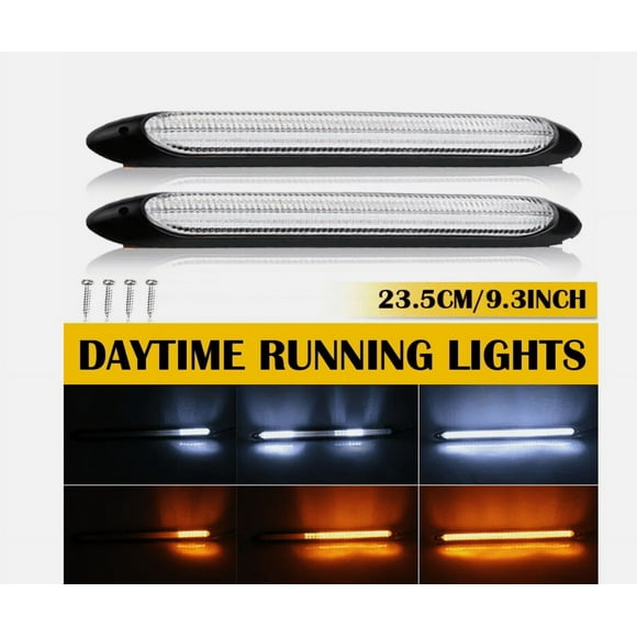 2X Led Switchback Drl Tube Light Strip Amber White Sequential Flow Turn Signal-Style428