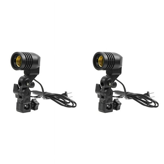 2X Light Lamp Photo Studio E27 AC Socket Photography 1.8M Cable Cord Bulb Stand with Umbrella Holder Bulb Mount US Plug