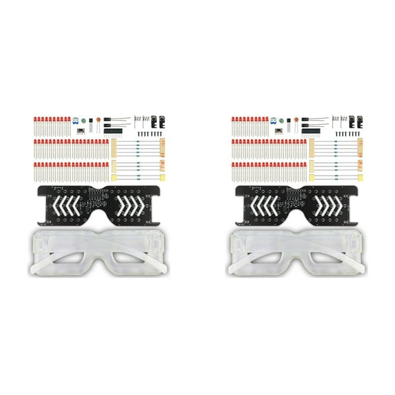 2X Light Up Glasses Soldering Practice Kit Sound Activated LED Eyeglasses DIY Electronics Kit for Learning Project B