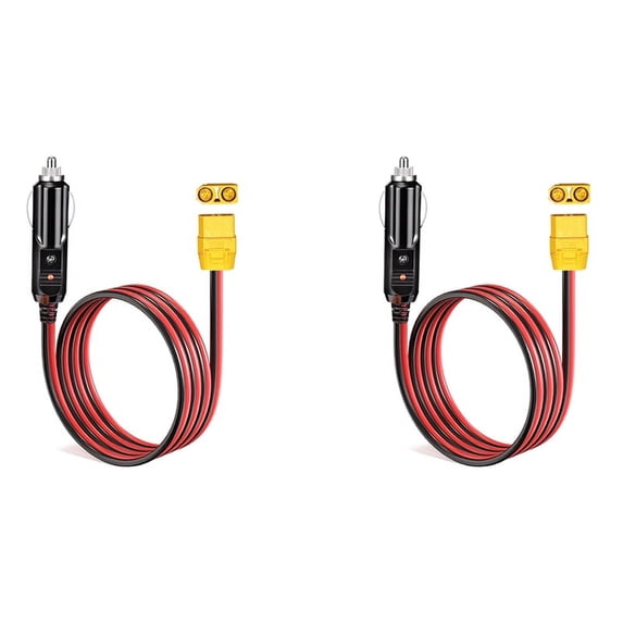 2X Lighter Charging Cable XT90 Female Connector to Car Cig Male Plug for Solar Generator Power Station 14AWG 12V
