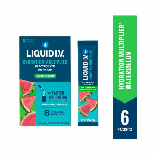 2X - Liquid I.V. Hydration Multiplier Electrolyte Watermelon Drink Mix Packets 6 ct