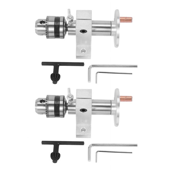 2X Live Lathe Center Head with Chuck DIY Accessories for Mini Lathe Machine Revolving Centre Woodworking Tool,2 set Live Center with Chuck,Silver