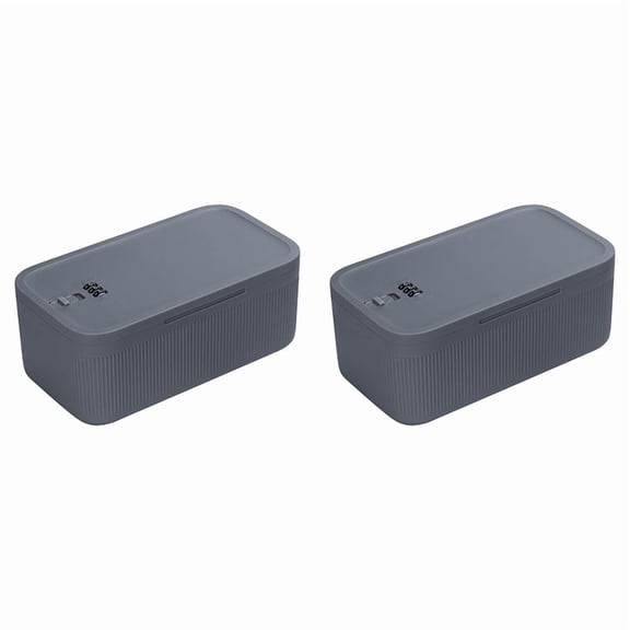2X Lockable Storage Box, Locking Medicine Box, Cell Phone Locked Jail, Containers Bin Gray