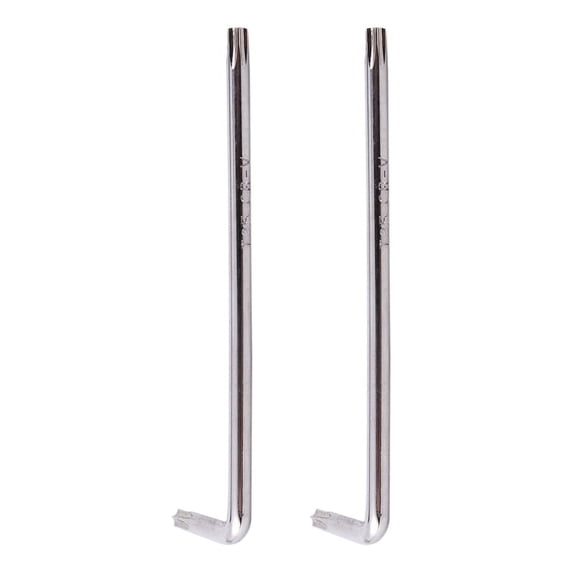 2X Long Arm Tamper Proof Torx Star Key Wrench Silver, T25 100mm