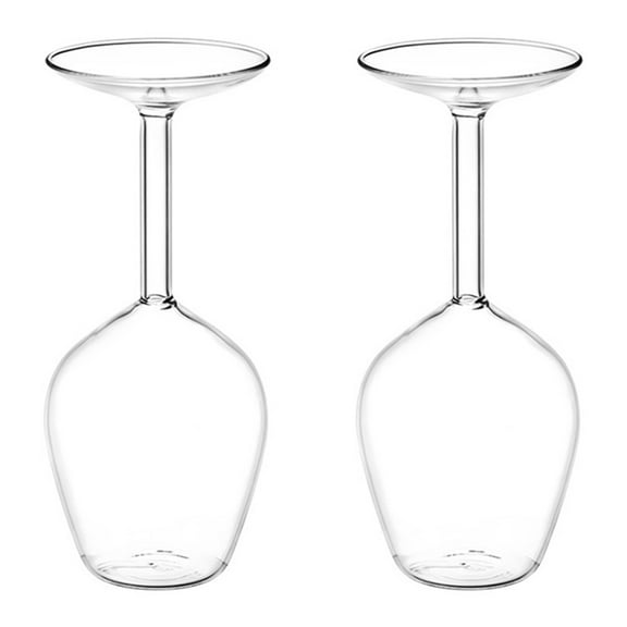 2X Long Stem Upside Down Wine Glass Funky  Stemmed Wine Glasses Upside Down Long Stem Wine Glasses