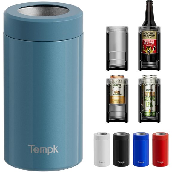 2X Longer Cold Retention, 3-in-1 Insulated Can Cooler for 12 oz Standard Cans & Beer Bottles, Slim Can Cooler, Can Insulator & Energy Drink Holder for Beer, Soda & Hard Seltzer, Haze Blue