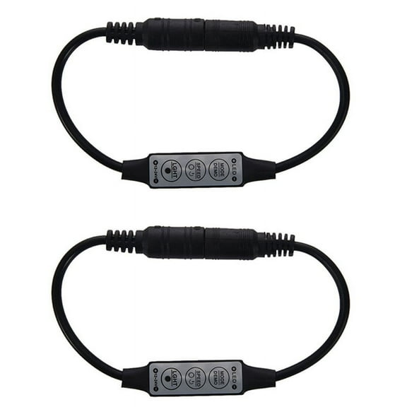 2X Low-Profile Inline Controller Mini 3 Key Dimmer Switch for LED Strip Light Black