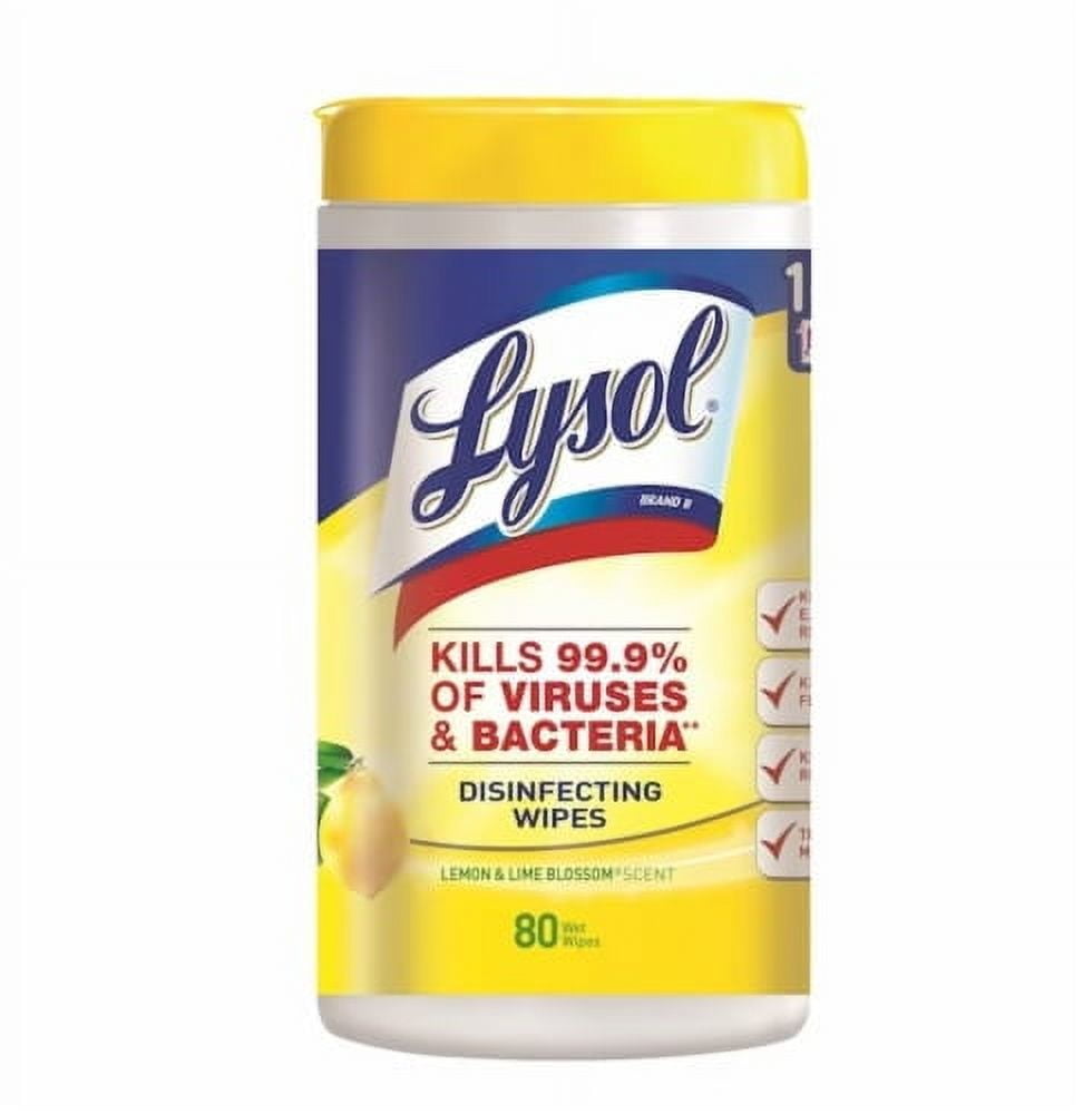 2X-Lysol Disinfectant Multi-Surface and Antibacterial Lemon and Lime Blossom Cleaning Wipes - 80 ct