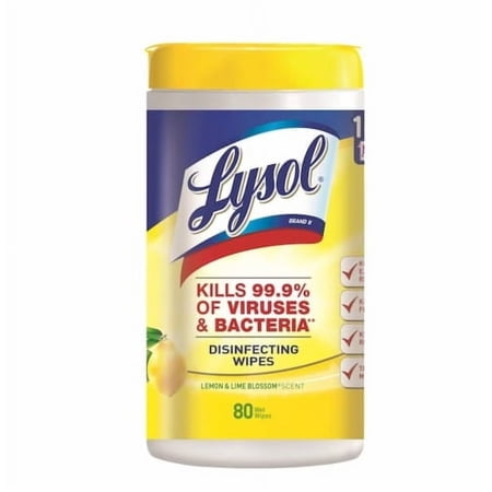 2X-Lysol Disinfectant Multi-Surface and Antibacterial Lemon and Lime Blossom Cleaning Wipes - 80 ct