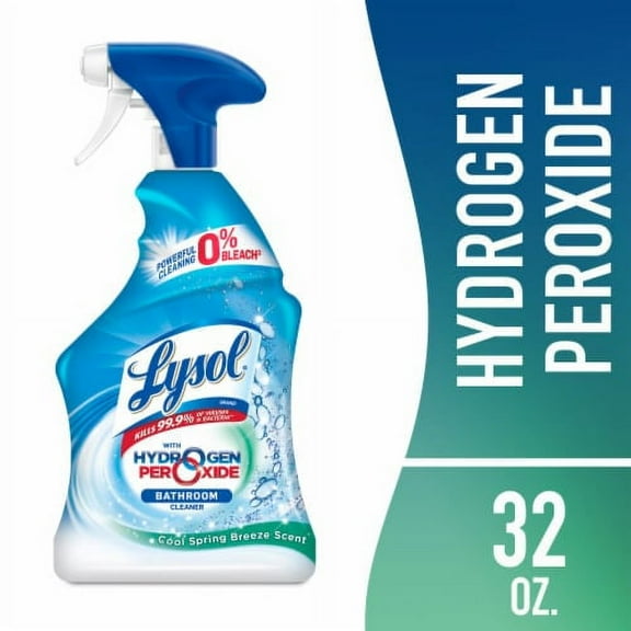 2X - Lysol Hydrogen Peroxide Bathroom Cleaning Spray, Disinfectant, Cool Spring Breeze, 32 fl oz