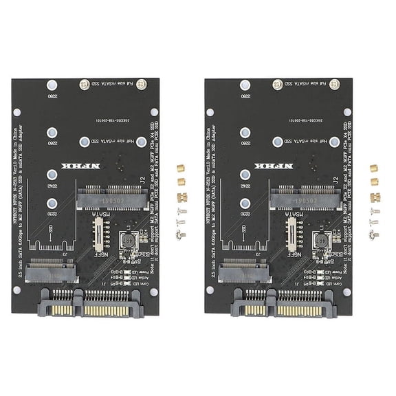 2X M.2 NGFF MSATA SSD to 2.5 Inch 6.0Gbps 2 in 1 Adapter Converter Card Support PC Laptop Hard Disk Diagram,2 x III Board Adapter,Black