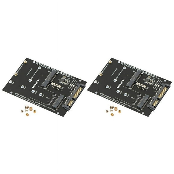 2X M.2 NGFF MSATA SSD to 2.5Inch 3.0 Adapter 2 in 1 Converter Card for PC Laptop,2 x III Board Adapter,black
