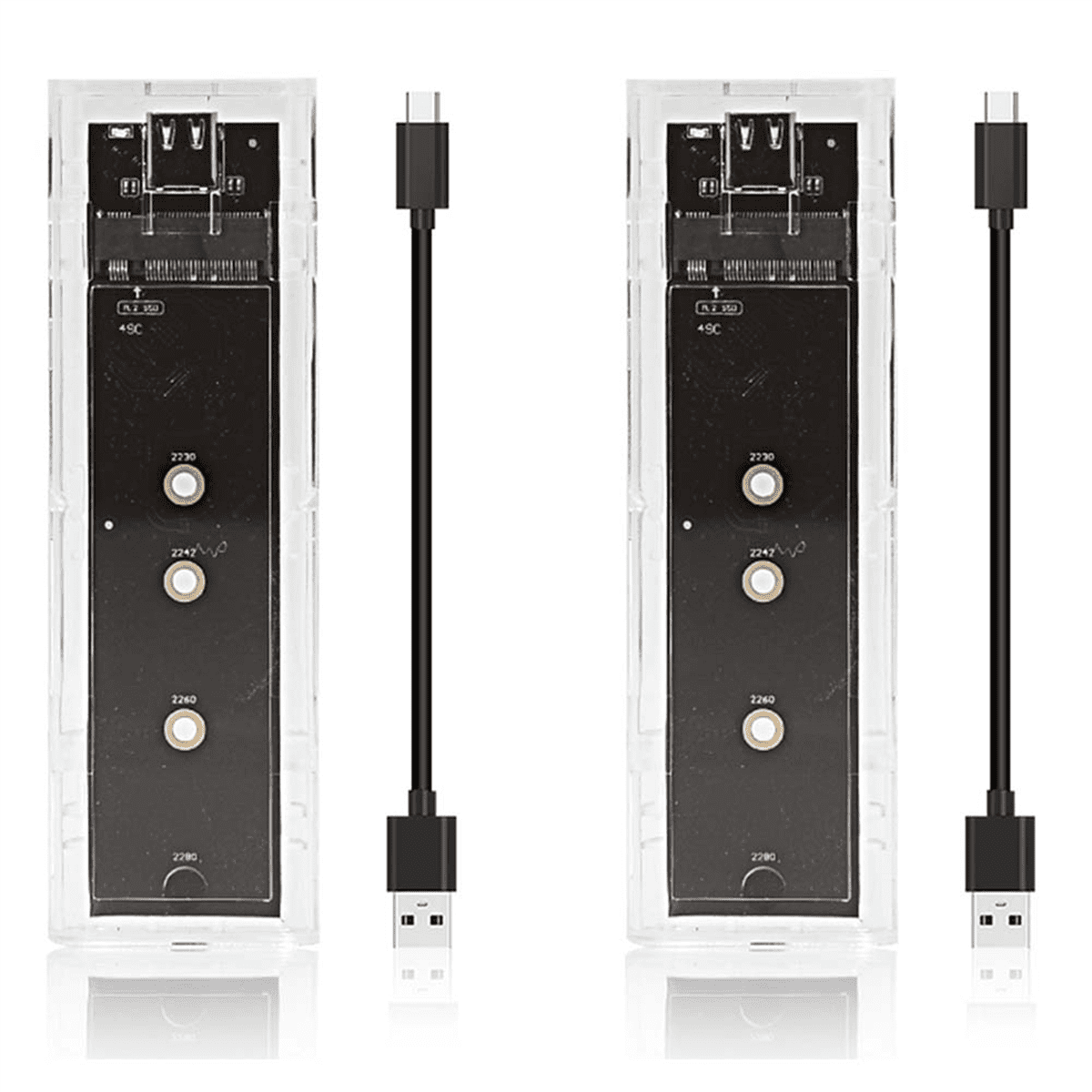 2X M.2 NGFF SATA Dual Protocol SSD Case Clear USB Type C 10Gbps PCI-E ...