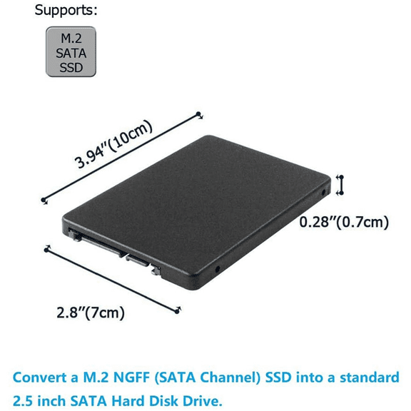 2X M.2 NGFF to 2.5 Inch SATA SSD/MSATA to SATA Adapter Card Case (B Key for PC Adapter M2 +M Desktop Socket NGFF )