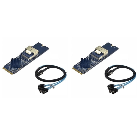 2X M.2 NVME to Mini SAS SFF-8087 Expansion Card Support 4 Port SATA3.0 6Gbps HDD SSD Controller SFF8087 to M2 NVME