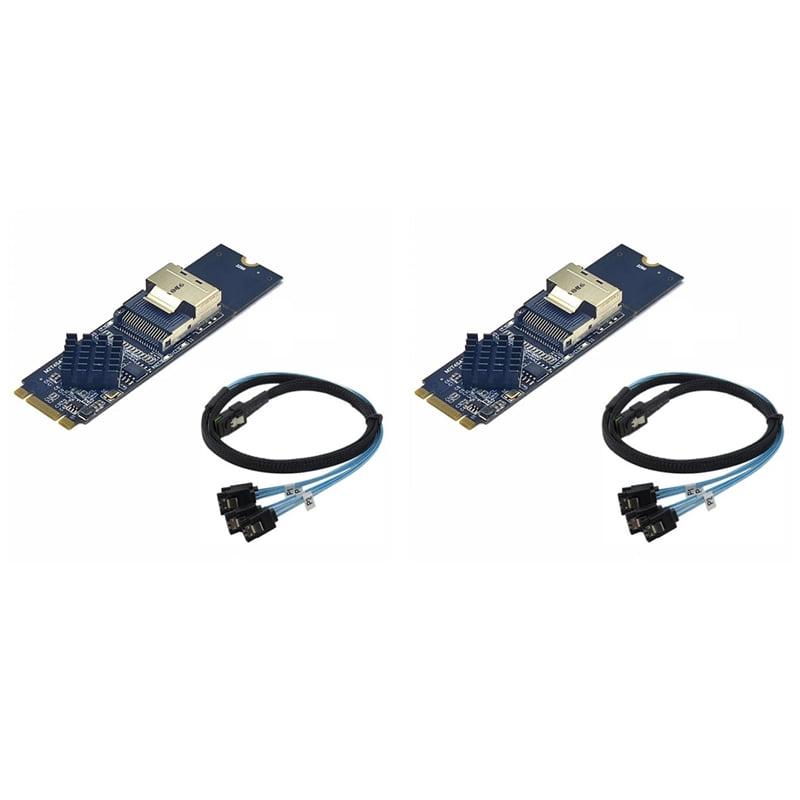 2X M.2 NVME to Mini SAS SFF-8087 Expansion Card Support 4 Port SATA3.0 6Gbps HDD SSD SATA Controller SFF8087 to M2 NVME