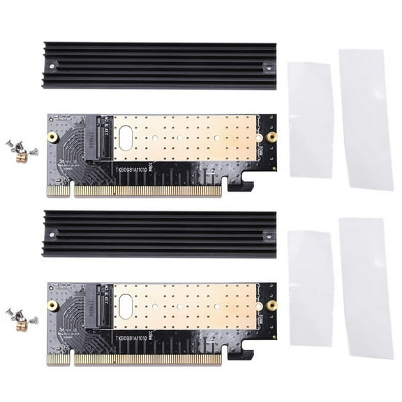 2X M.2 Nvme Ssd Adapter M2 to Pcie 3.0 X16 Controller Card M Key Interface Support Pci Express 3.0 X4 2230-2280 Size,2 x Adapter Card,black