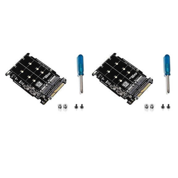 2X M.2 SSD to U.2 Adapter 2In1 M.2 NVMe and -Bus NGFF SSD to PCI-E U.2 Adapter PCIe M2 Converter,Without Shell,black