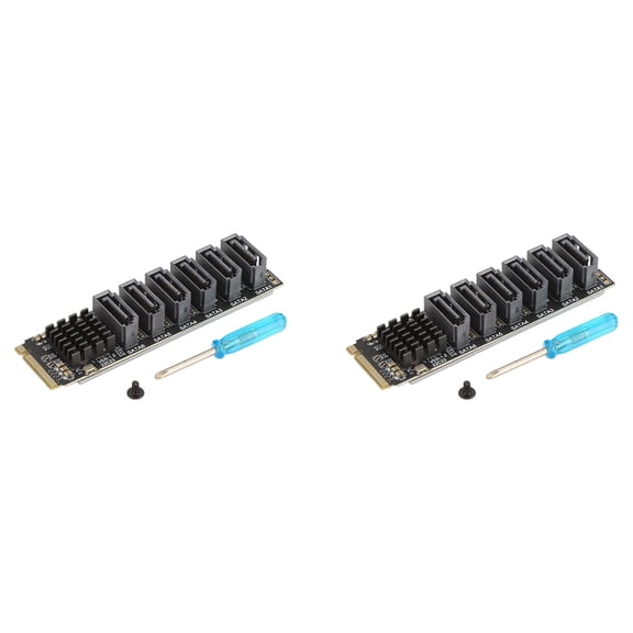 2X M.2 to SATA3.0 Adapter Card, PCB 6Gbps High Speed ASM1166 M.2 PCIE to Expansion Card Support 6 Devices