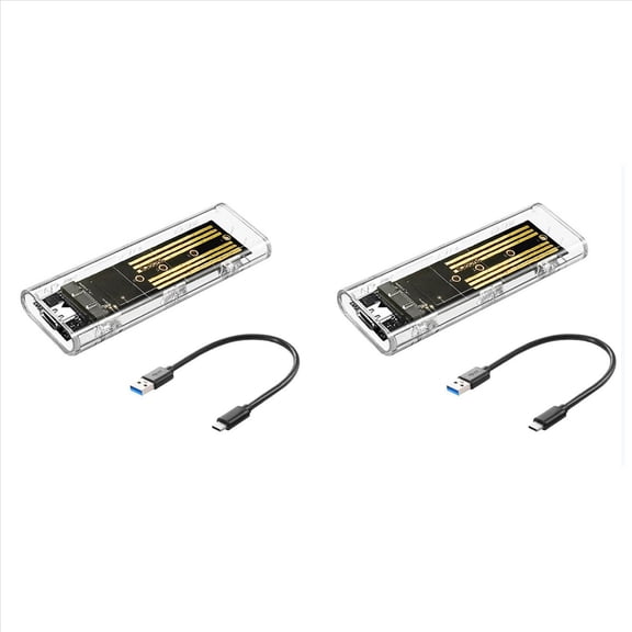 2X M2 SSD Case M.2 NVME SSD Enclosure Portable USB3.1 Type-C SSD Transparent Hard Disk Case 5Gbps for PC