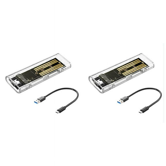 2X M2 SSD Case M.2 NVME SSD Enclosure Portable USB3.1 Type-C SSD Transparent Hard Disk Case 5Gbps for PC