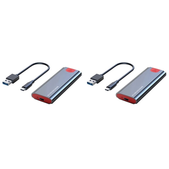 2X M2 SSD Case M.2 to USB 3.1 Gen 2 10Gbps NVMe SSD Enclosure for NVMe PCIE M Key/(B+M) Key SSD Hard Disk,M2 SSD Case AC,2 x M.2 SSD Enclosure 2 x USB-C to USB-A Cable,Grey