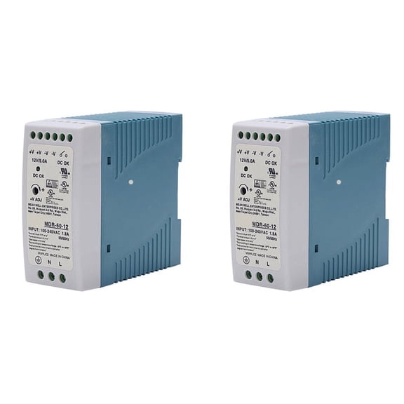2X MDR-60 12V 60W Din Rail Power Supply Ac-Dc Driver Voltage Regulator Power Suply 110V 220V